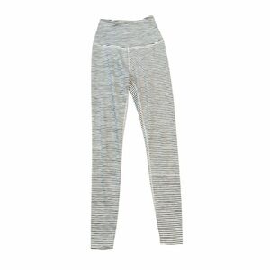 Beyond Yoga Leggings Striped White and Grey High Rise Small